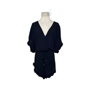 Dotti black rayon short sleeves minimalist chic romper size M